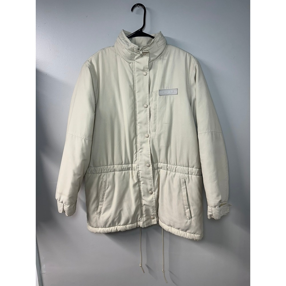 Lauren Ralph Lauren | Beige Puffer Full Zip Drawstring Waist Coat | Size S